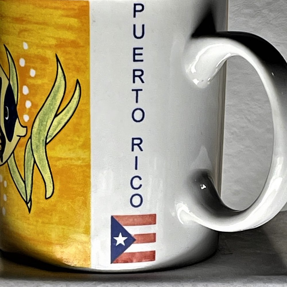 PUERTO RICO Standard Coffee MUG Tropical Fish Graphics Flag outside/inside China